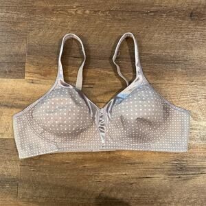 Playtex Bra Womens 42B Beige Polka Dot Mesh Wireless Lightly Padded 4803